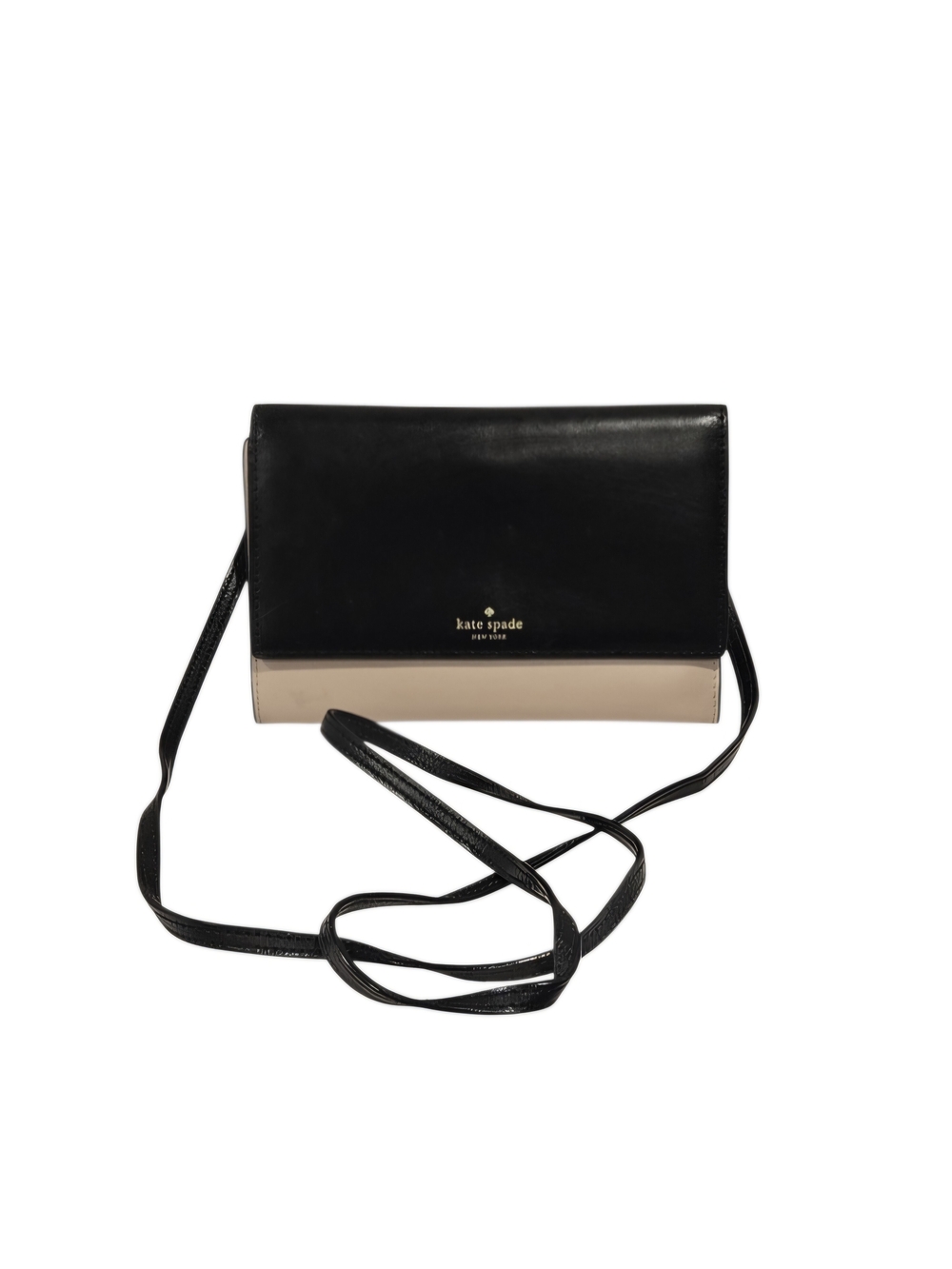 kate spade Black and Beige Two-Tone Leather Crossbody/Wallet